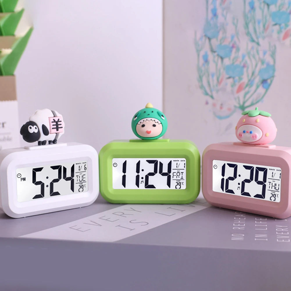 Đồng Hồ Báo Thức LED Hoạt Hình Đa Năng Cho Học Tập