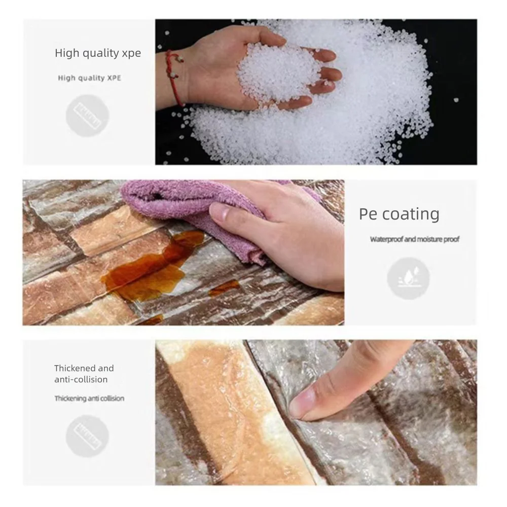 Giấy Dán Tường 3D Giả Gạch Chống Thấm Tự Dán