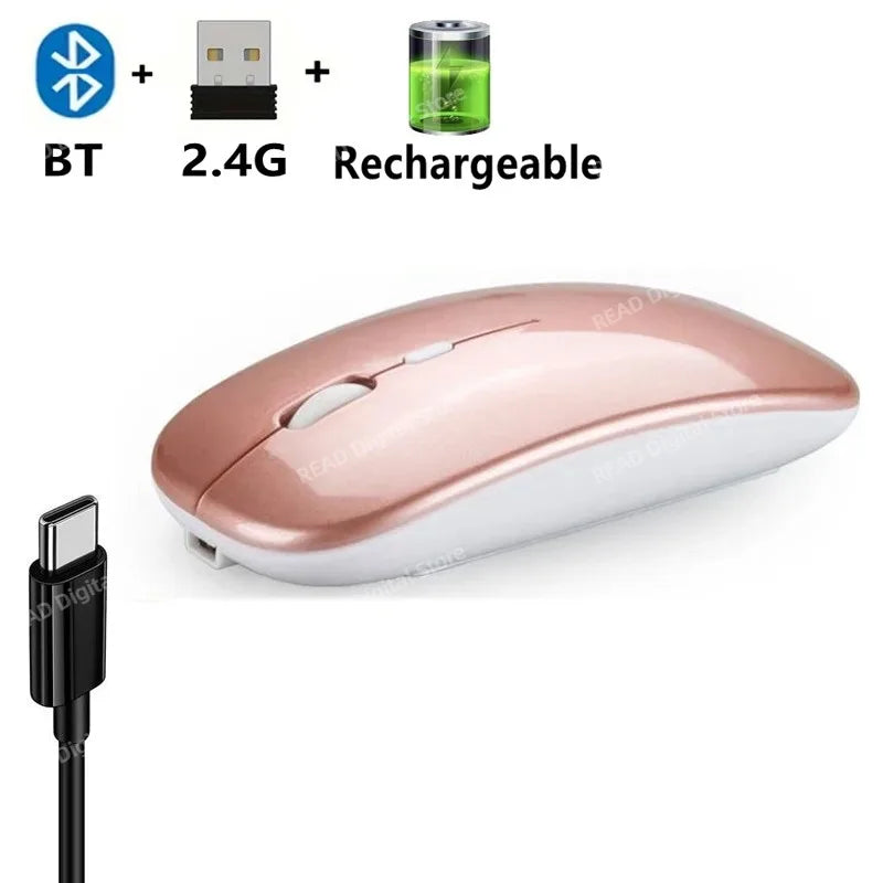 Wireless Mouse Bluetooth-Compatible Gaming Mouse (Dual Mode:BT+2.4Ghz) Ergonomic Rechargeable Mice for PC/Laptop/Macbook ﻿