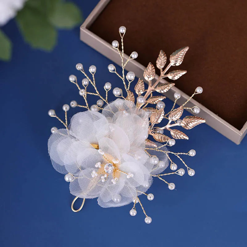 Kẹp Tóc Cô Dâu Ngọc Trai Hoa Pha Lê Lộng Lẫy