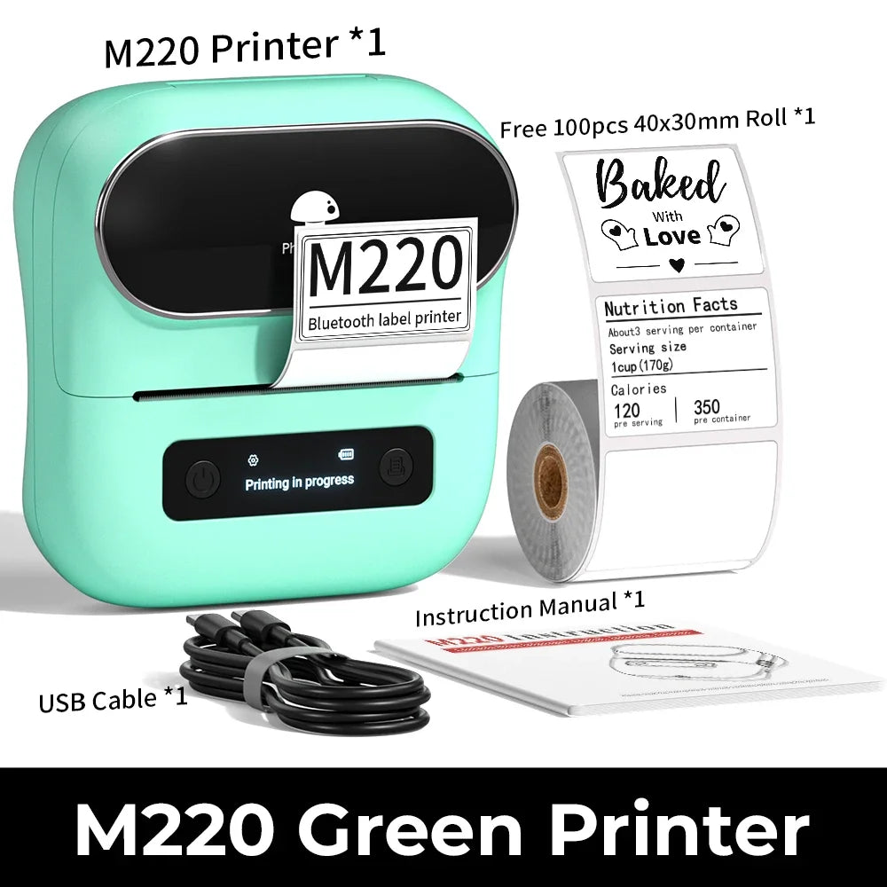 Phomemo M220 Label Printer 75mm Thermal Label Maker for Barcode Address Labeling Mailing File Folder Labels for Phone & PC - Daisan Mart