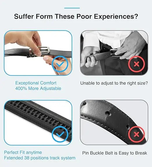 High Quality Genuine Leather Men's Belt with Alloy Automatic Buckle