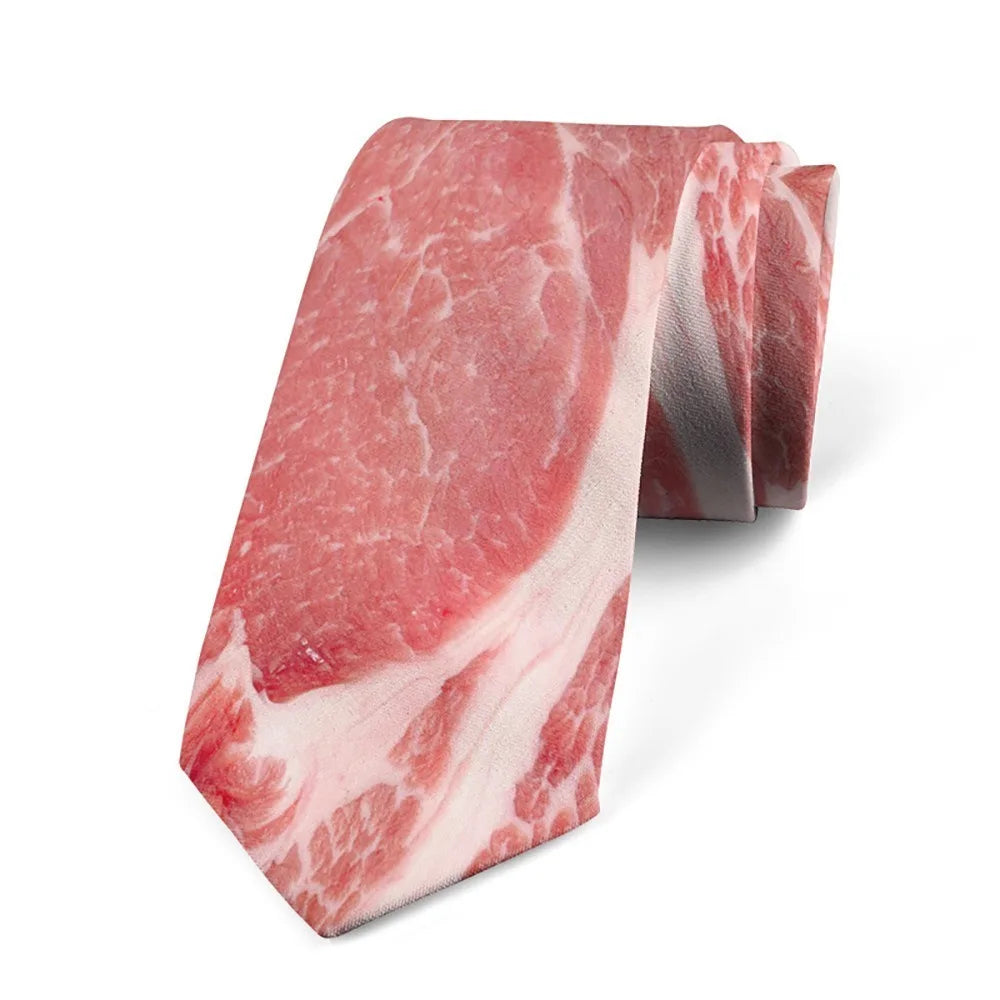 Cà vạt nam họa tiết thịt nướng độc đáo 8cm