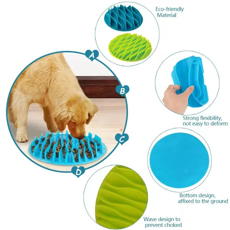 Pet Slow Feeder Bowl For Dogs Cats Jungle Pattern Anti Slip Anti Choking Durable TPR Material Portable Slow Feeding Mat - Daisan Mart