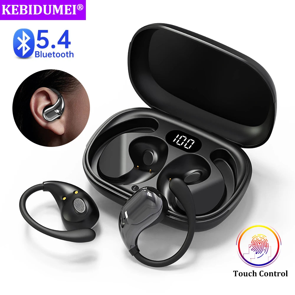 Bluetooth 5.4 TWS Waterproof Earhook LED Headset