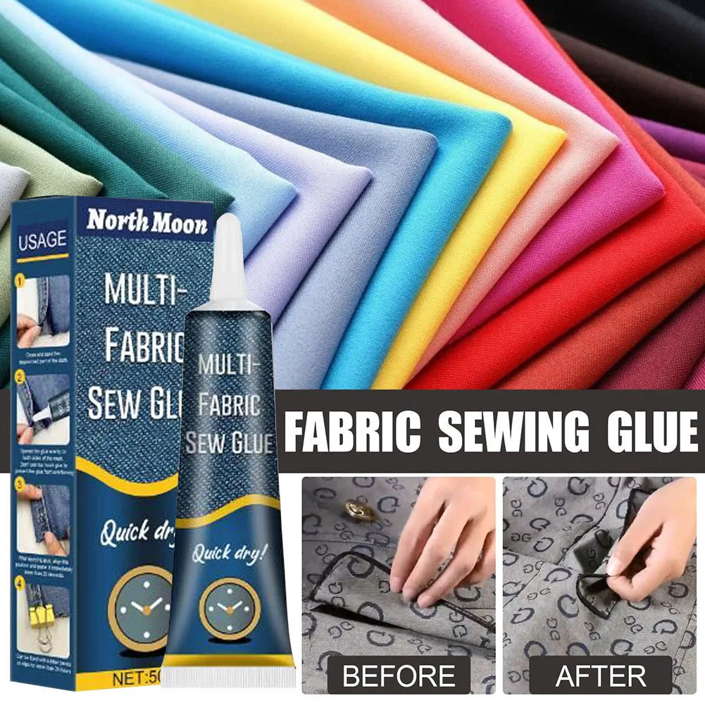 50毫升縫紉膠水，適用於布料、皮革，速乾，超強粘性，縫紉膠水套裝，牢固縫合液體縫紉用品，通用膠水