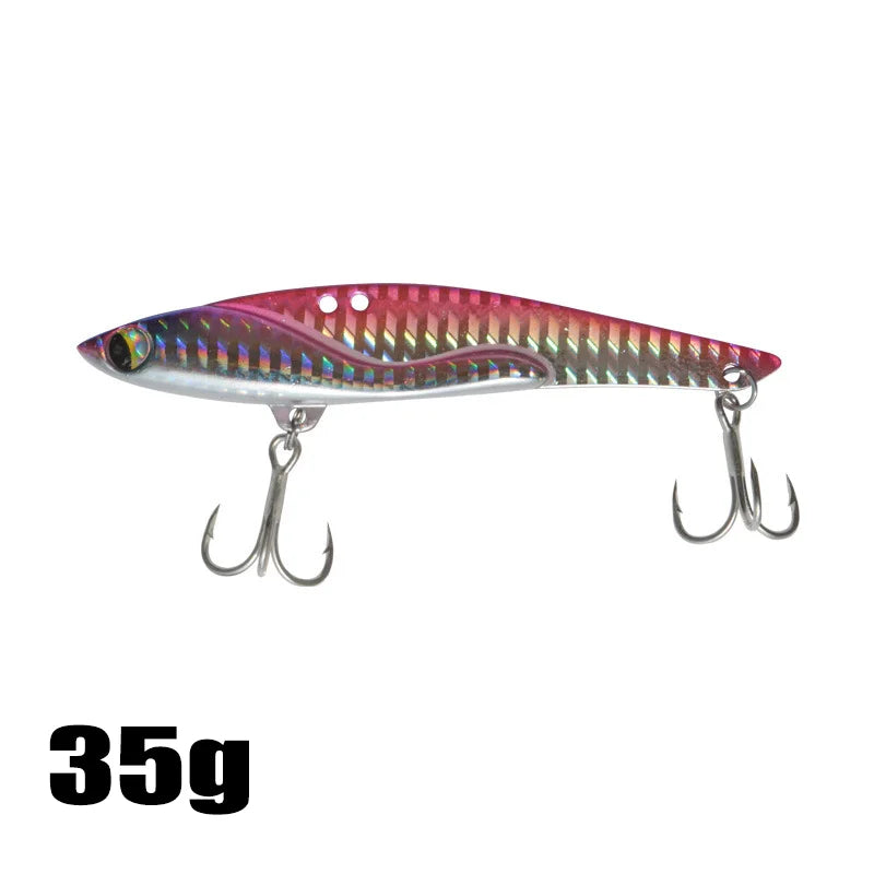 VIB Fishing Lures 35g 44g Sinking Vibration Blade Bait Spinner Spoon Jigging Lures Treble Hooks Bass Fishing Tackle