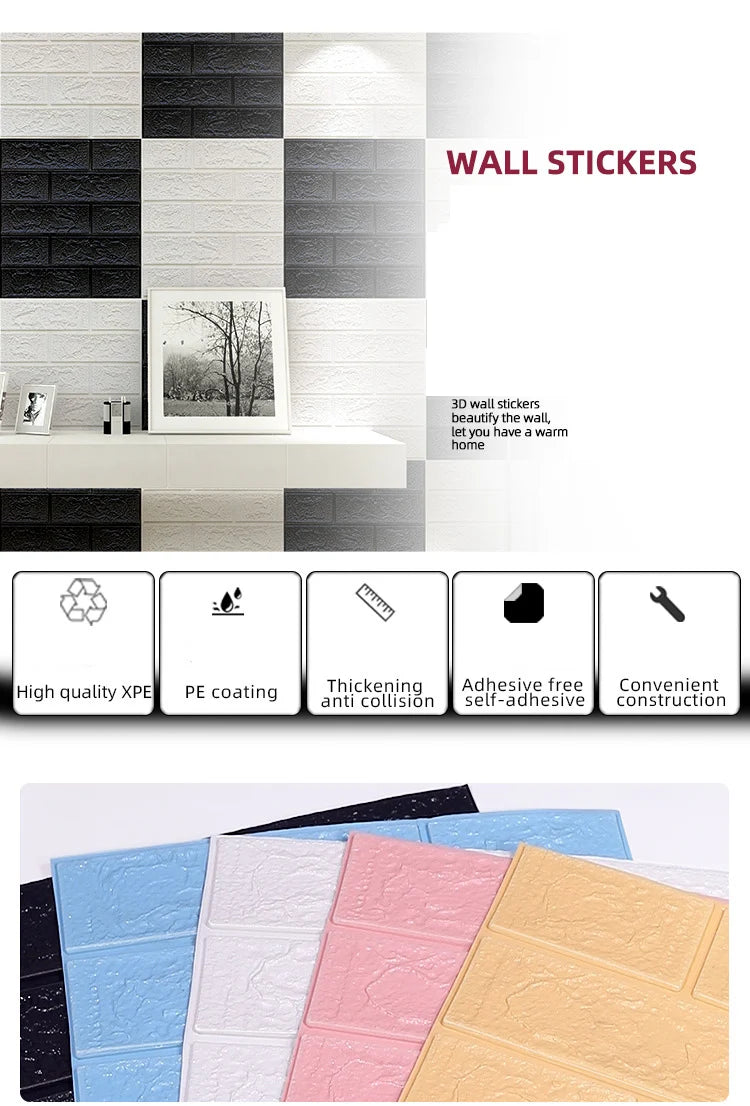Giấy Dán Tường Gạch Giả Chống Ẩm 40 Tấm 38.5x35cm - Daisan Mart