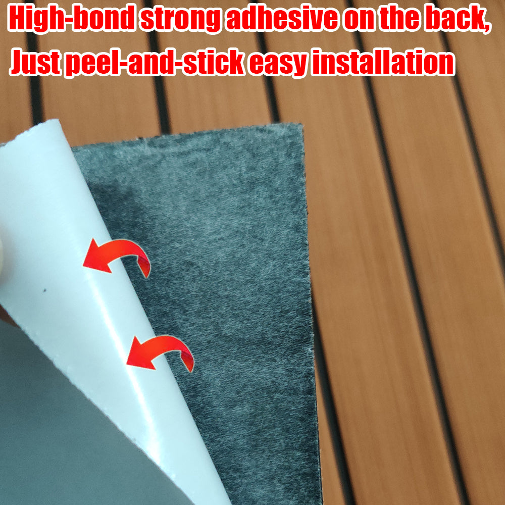 580x2400x5mm EVA Foam Faux Teak Boat Decking Mat Brown Deck Sheet Yacht Flooring Anti Skid Mat Self Adhesive Vehicle Pad - Daisan Mart