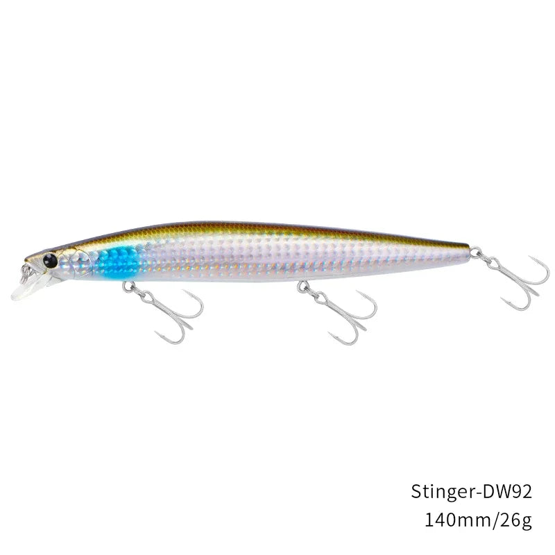 TSURINOYA Stinger 140S Fishing Lure Sinking Minnow DW92 140mm 26g Saltwater Seabass Ultra Long Casting Large Hard Baits Jerkbait