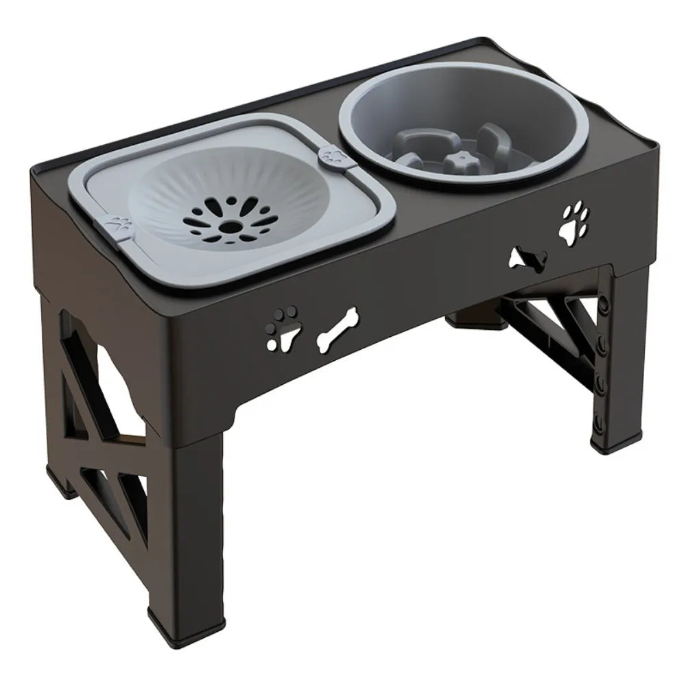 3 in 1 Pet Feeder Anti-Slip Foldable Stand Slow Feeder Bowl Anti-Spill Adjustable Height Elevated Dog Bowls - Daisan Mart