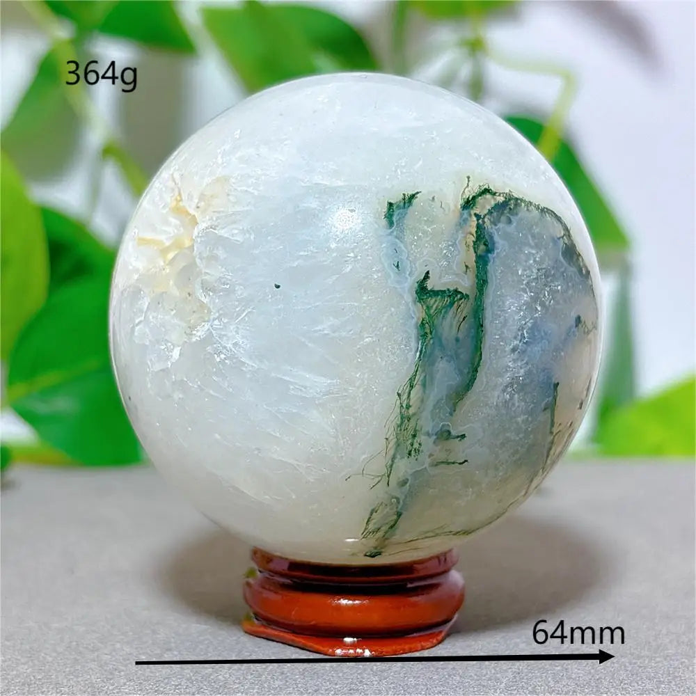 Quả Cầu Mã Não Rêu Đá Tự Nhiên - Trang Trí & Chữa Lành - Daisan Mart