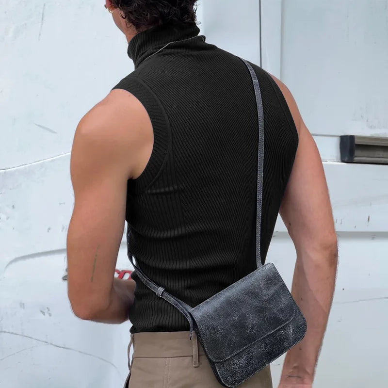 Áo Tank Nam Đen Cổ Lọ Thể Thao Phong Cách Streetwear - Daisan Mart