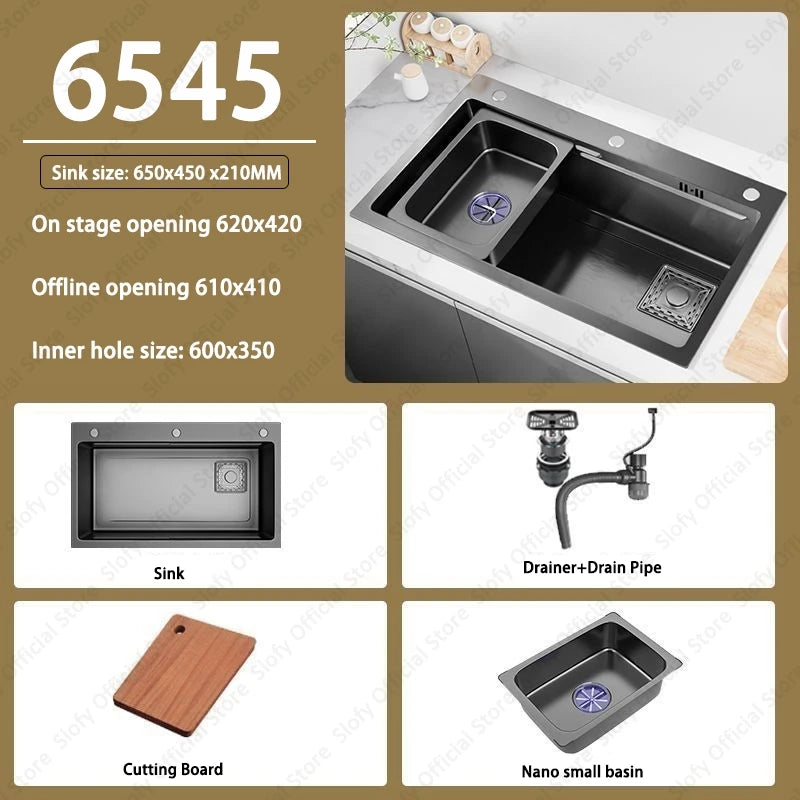 Multifunctional Kitchen Sink Large Capacity Single Bowl Stainless Steel Sink Vegetable Workstation With Faucet Drain Accessories - Daisan Mart