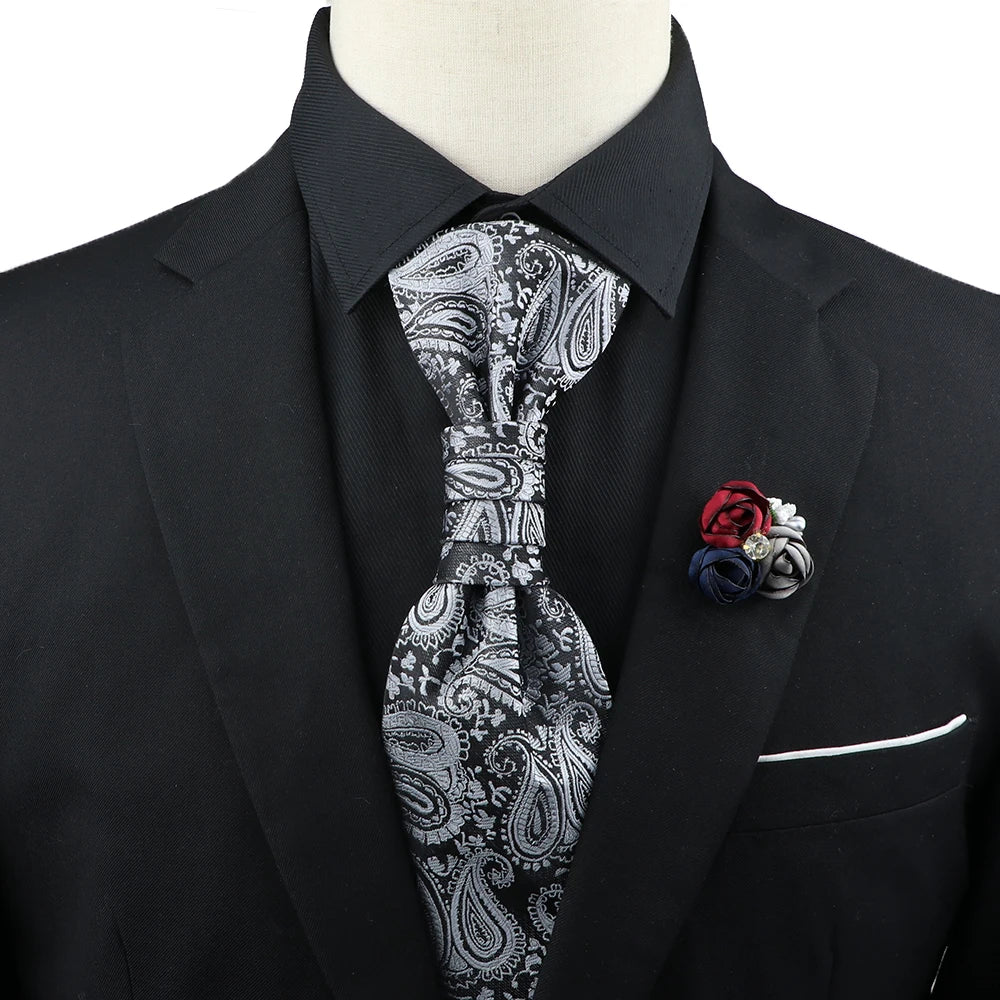 Premium luxury Paisley men's tie &amp; brooch