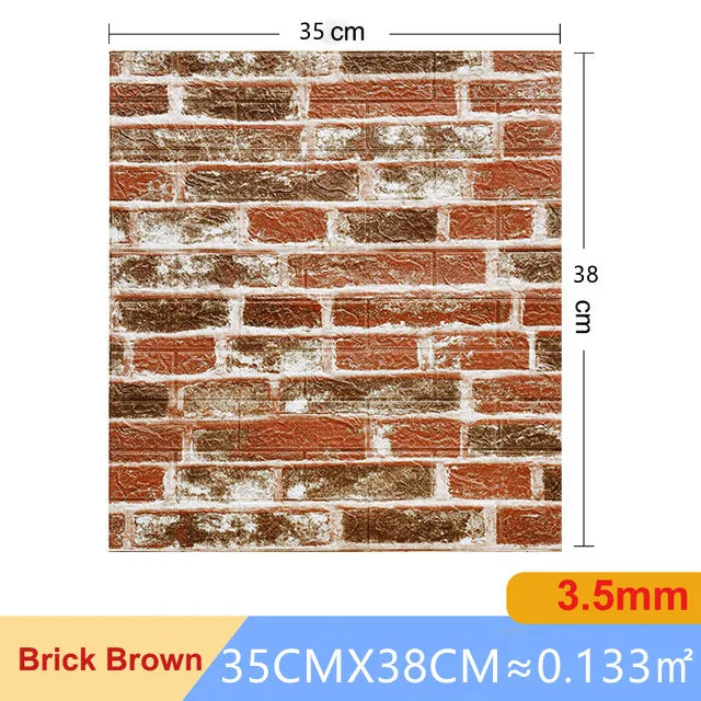 20pcs 35m*38.5cm 3DWall Sticker Solid Color Faux Brick Bedroom Home Decor Waterproof Self Adhesive DIY Living Room Wallpaper