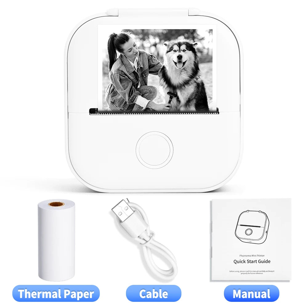 Phomemo Portable Mini Thermal Printer T02 Mini Pocket Label Printer DIY Self-adhesive Sticker Label Machine Various Label Paper - Daisan Mart