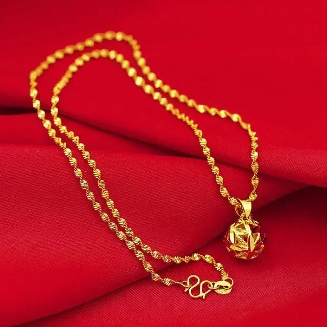 24K Real Gold Women's Necklace - Fashion Jewelry