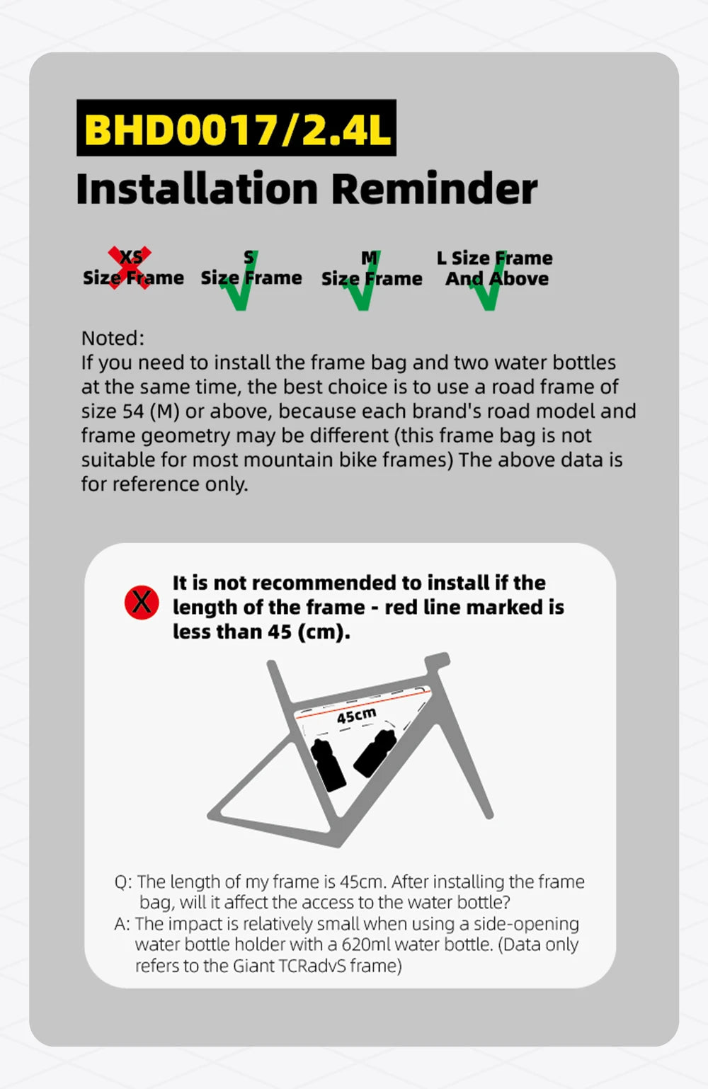 Rhinowalk 17+ Inch Waterproof Bicycle Frame Bag