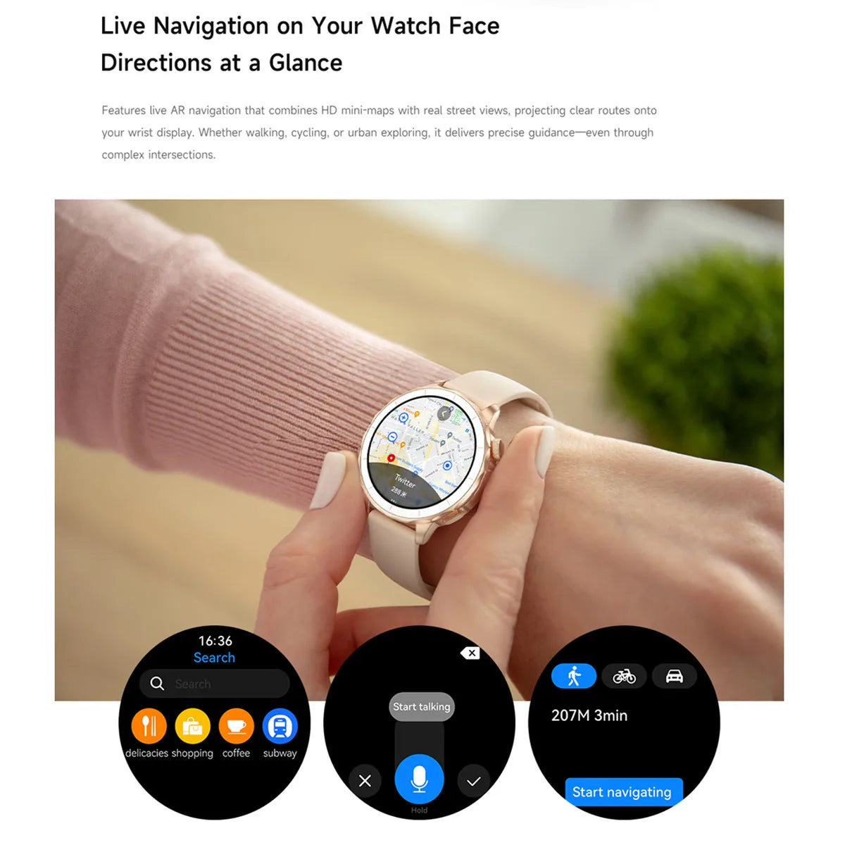 Smart Watch Women Hebrew 4GB/ROM Memory Bluetooth Network Sharing Whatsapp Messgae Reply Map Navigation Amoled Screen Smartwatch