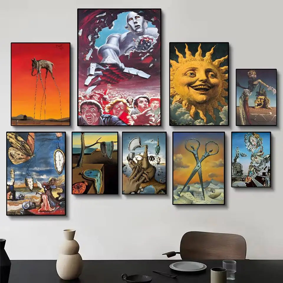 Surrealism Artwork By Salvador Dali Poster Self-adhesive Art Waterproof Paper Sticker Coffee House Bar Room Wall Decor