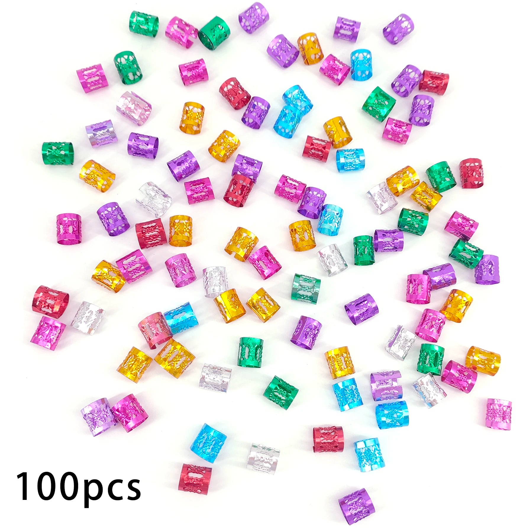 100 Piece Hair Rings - Multi-Color for Tet &amp; Curly Hair