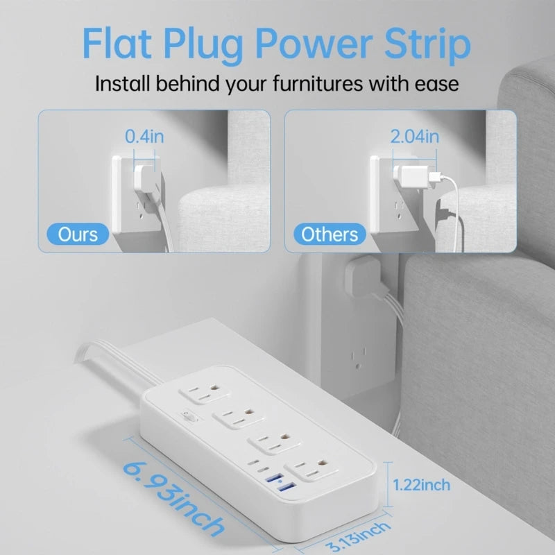 Ổ Điện Đa Năng 8 Cổng, 2 USB, 2 Type C, Bảo Vệ 2000J