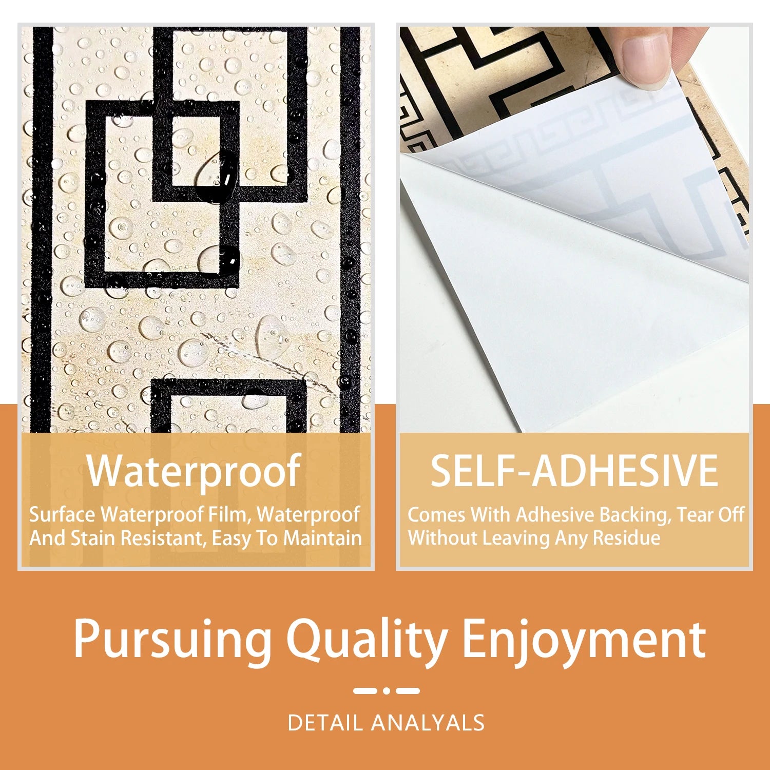 European Style Ceramic Wall Sticker Kitchen Bathroom Waterproof Home Decor Waistline Skirting Strip Peel &amp; Stick Art Wall Decals