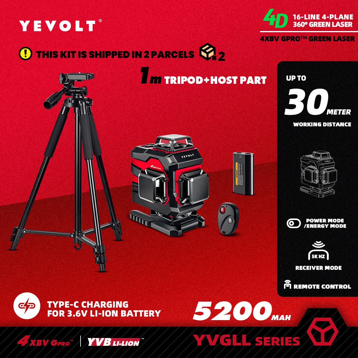 Máy Cân Mực Laser Xanh 16 Tia 4 Mặt YEVOLT PRO - Daisan Mart