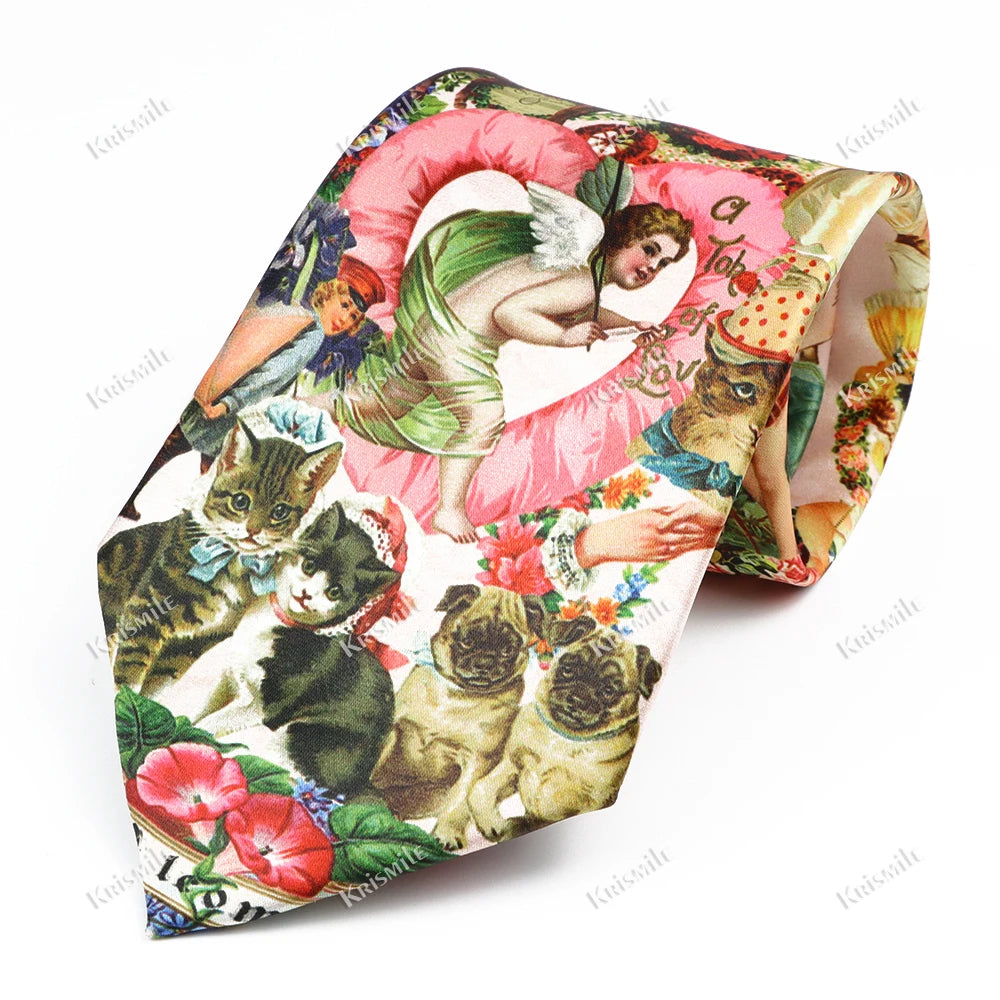 經典藝術圖案真絲領帶，8.5厘米