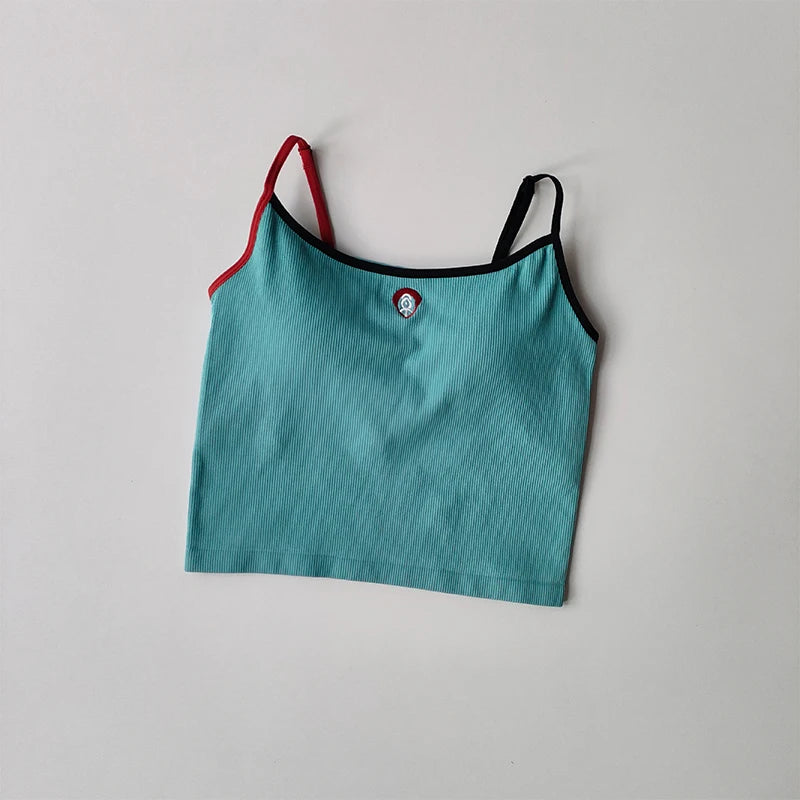 Women's Summer Anti-Sagging Contrast Color Sports Top