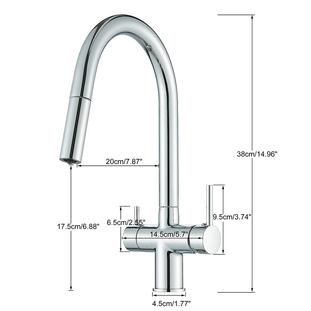 High-end Gold-Plated Kitchen Faucet with 2 Swivel Heads