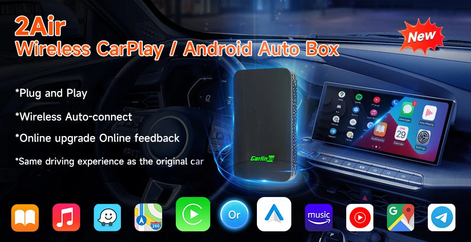 CarlinKit Wred & Wireless Android Auto & CarPlay Dongle Car USB Adapter For Aftermarket Android Car Radio Mirrorlink Split Sceen