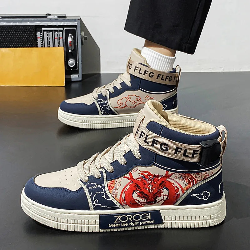 High-end Men's Sneakers with Fashionable Printed Patterns