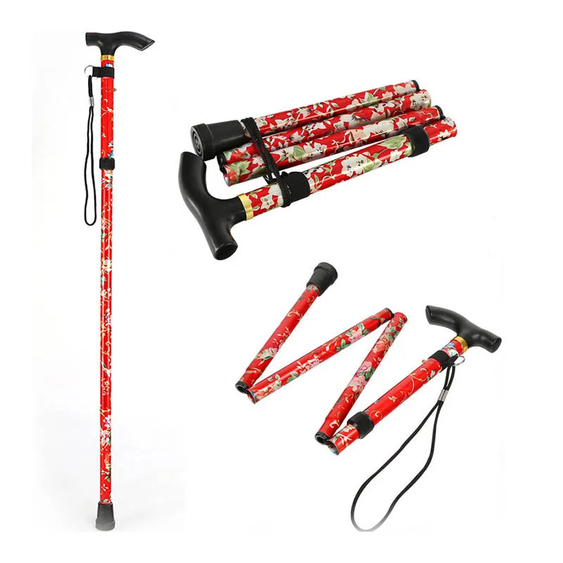 Lightweight Folding Walking Stick with Pattern for the Elderly