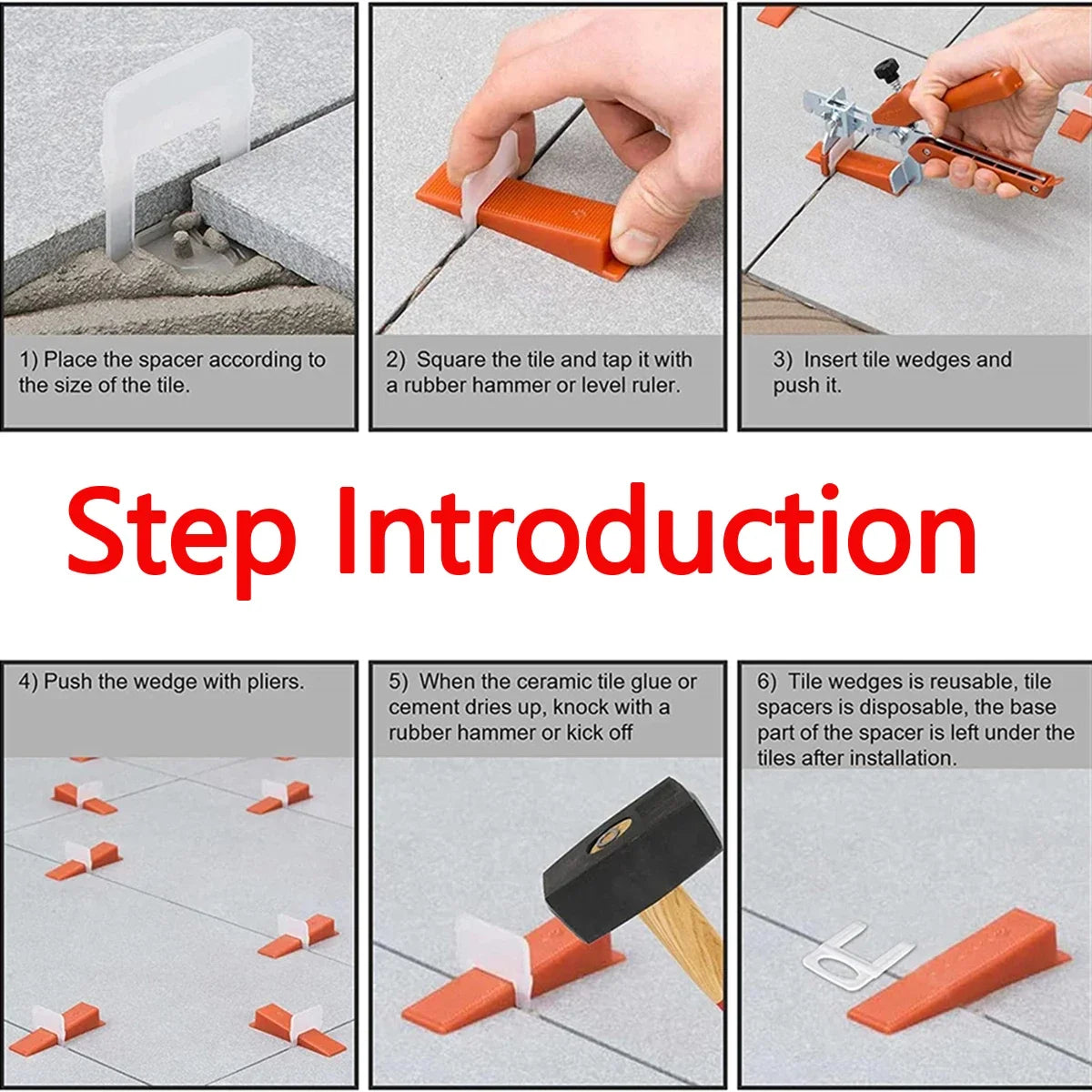 100-1000pcs Ceramic Tile Leveling System Clips Spacers Straps Set Kit For Tile Laying Floor Wall Building Construction Tools