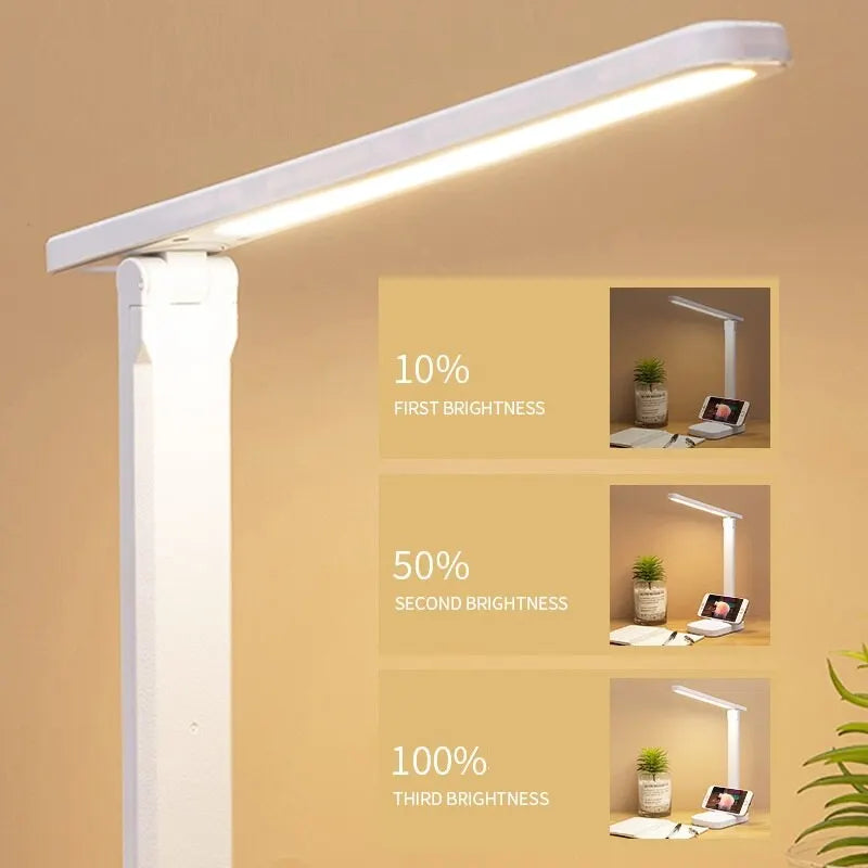 Dimmable USB White LED Touch Folding Desk Lamp for Study