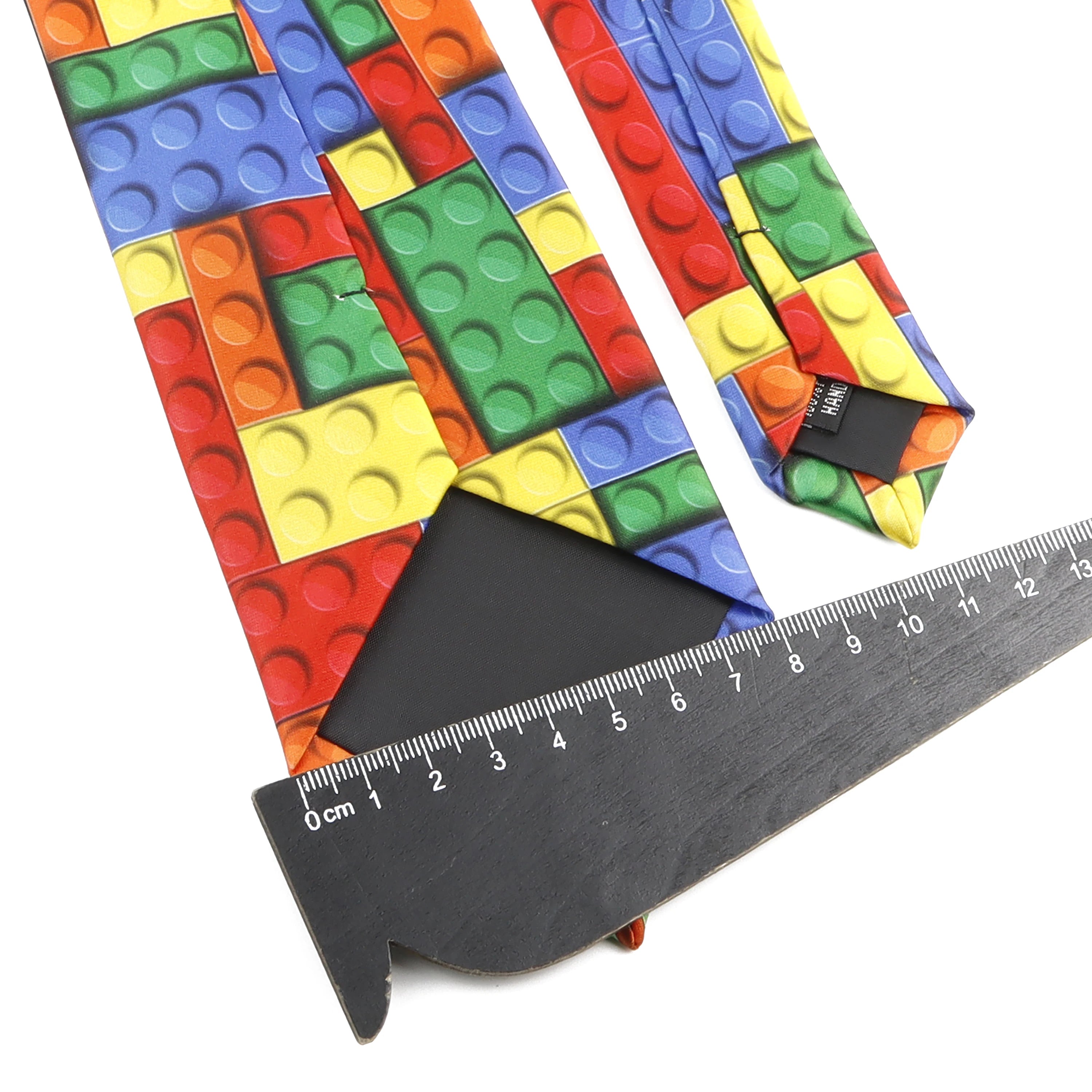 Vintage faux silk tie with animal &amp; architectural pattern