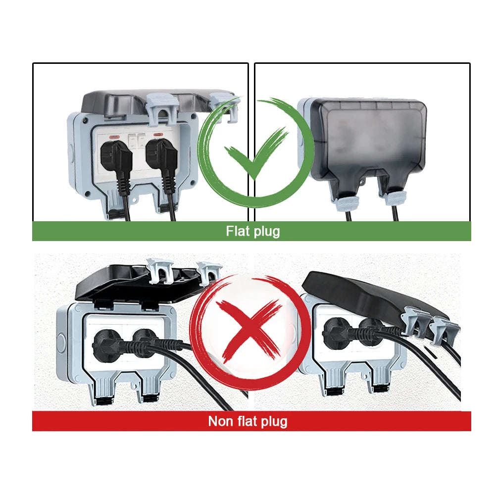 Ổ Cắm Đôi Ngoài Trời IP66 Có USB, Công Tắc 16A Chống Nước