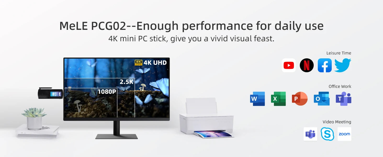 MeLE PCG02 - Fanless Mini Stick Computer Windows 11