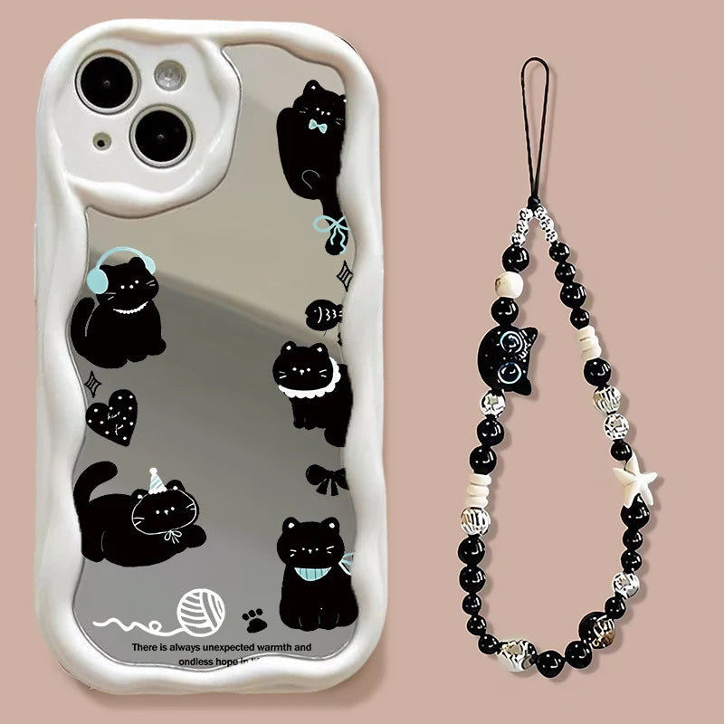 Cute Cat Makeup Mirror Case For iPhone