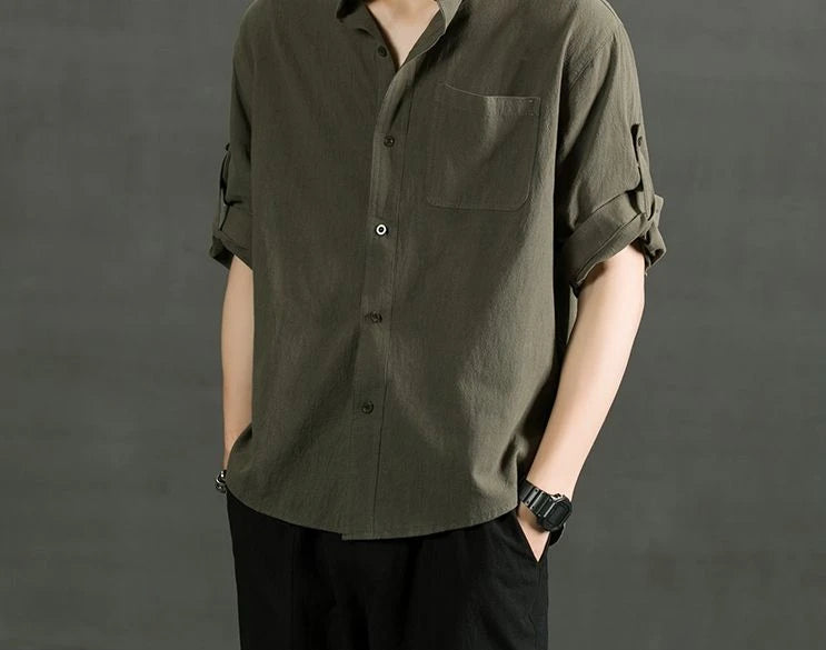 Áo Sơ Mi Trắng Nam Linen Cotton Ngắn Tay Thời Trang - Daisan Mart