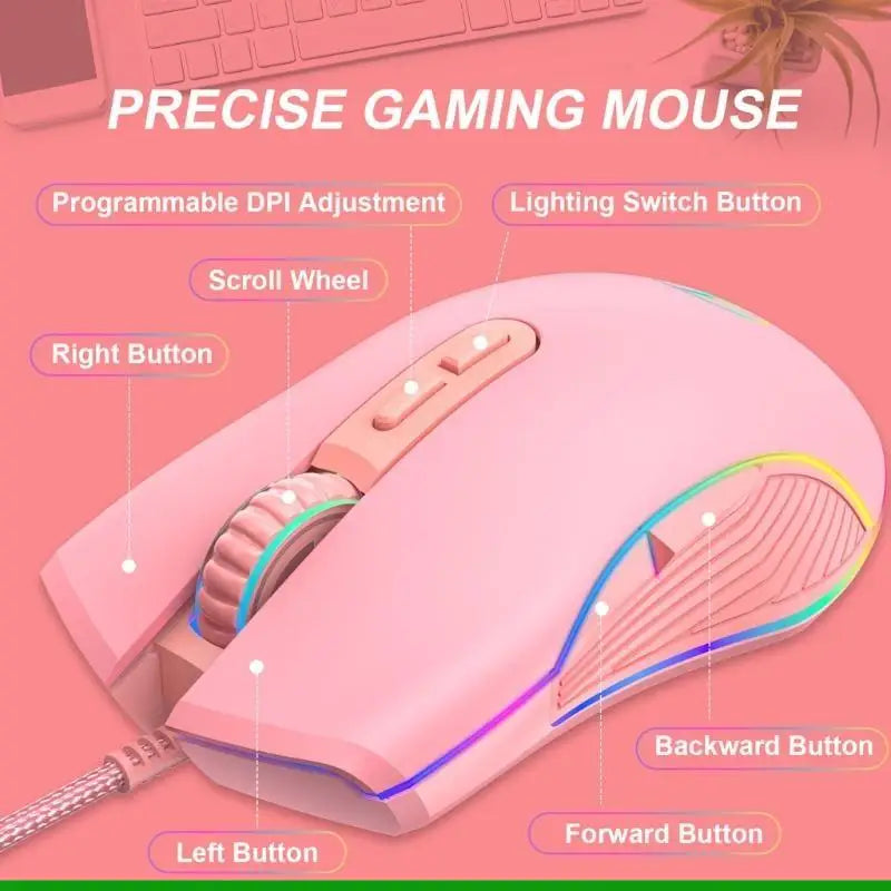 U55C Computer Mouse With Type-C USB with 7 Buttons 3200 DPI Adjustable Mouse for Laptop for Windows Desktop