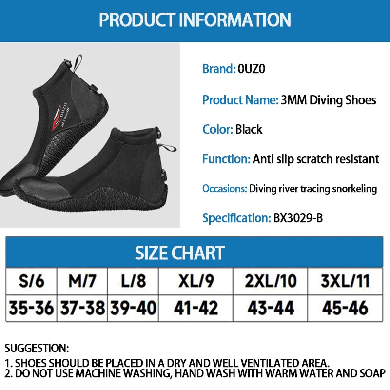 3MM/5MM Short Diving Boots Neoprene Scuba Diving Snorkeling Water Shoes Beach Surfing Anti Slip Snorkeling High top Diving Boots