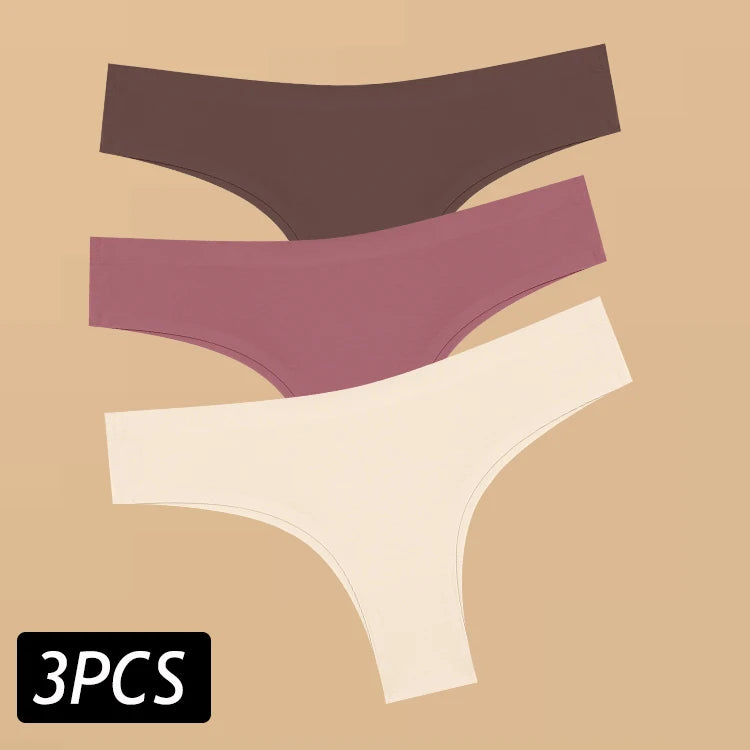 Set of 3 Sexy Ice Silk Low-Waist Ultra-Thin Women's Panties