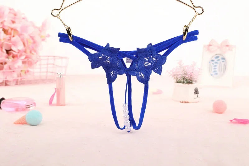 Women's Panties Sexy Lingerie Pearl Thongs Crotch Opening G-strings Temptation Women Underwear Erotic Female Underpants