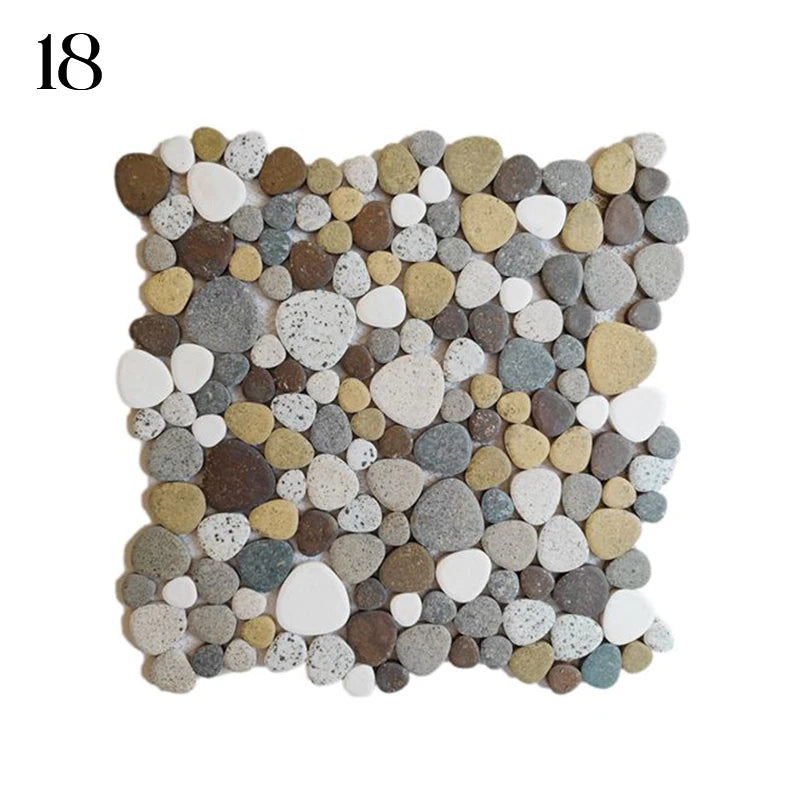 30x30cm Ceramic Pebble Mosaic Tiles Spa Pools Fish Ponds Bathrooms Anti-skid Wear-Resistant Floor Wall Decor Easy Cut Mesh Base