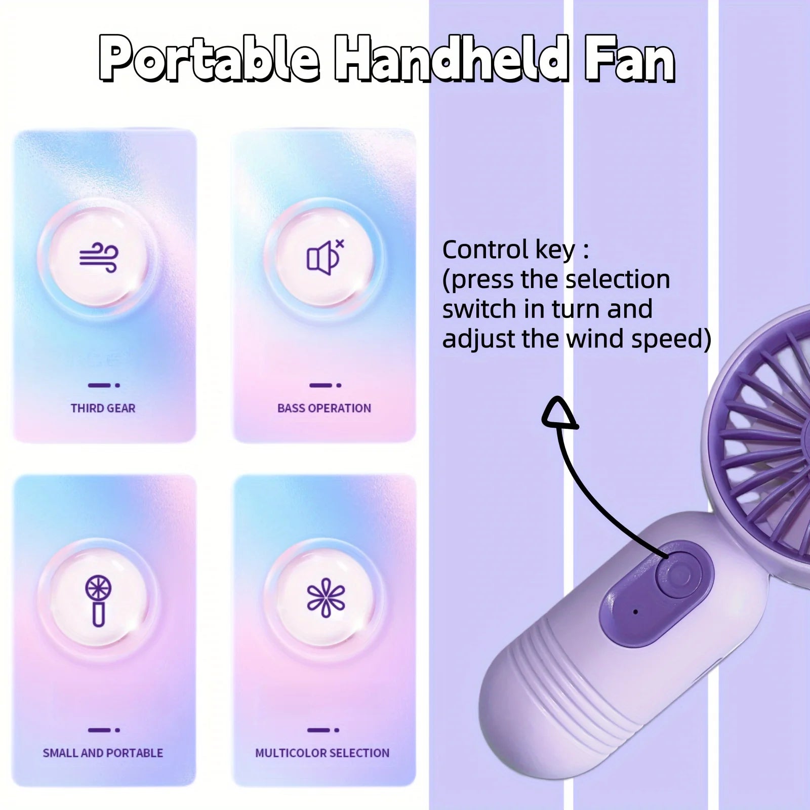 USB Mini Rechargeable Portable Fan with 3 Speeds, Handheld Fan for Gift Choice, Perfect For Office, Outdoor, Travel, Camping - Daisan Mart