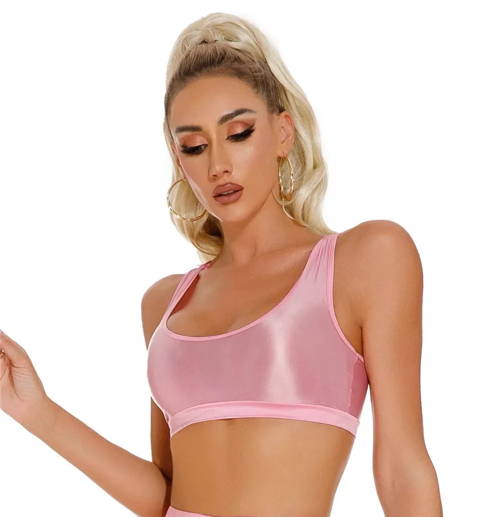 Women's Sexy Crop Top Bodycon Sports U-Neck