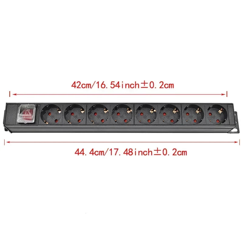 Ổ Cắm PDU Nhôm Tủ Điện 2-10 Ổ Chuẩn Đức Có Công Tắc - Daisan Mart